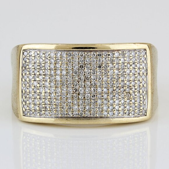 10K Yellow Gold 1 Carat Melee Diamond Brushed Band